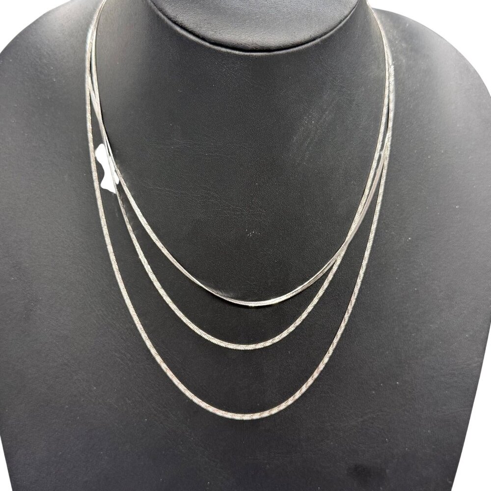 Milaan Women's Necklace Triple Strand Sterling Silver 60 inches NWT